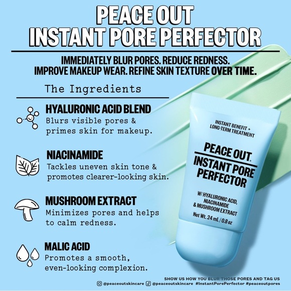 Peace Out Skincare Instant Pore Perfector - 23g/0.8oz - NWB‎ - Picture 5 of 11